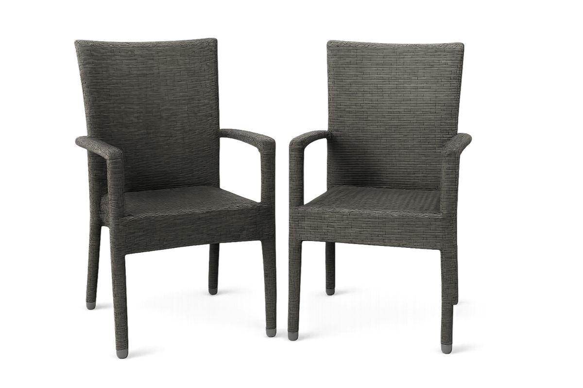 2er Set Polypropylen-Gartenstühle Dunkelgrau – Mit Armlehnen-Jardinaurorazen