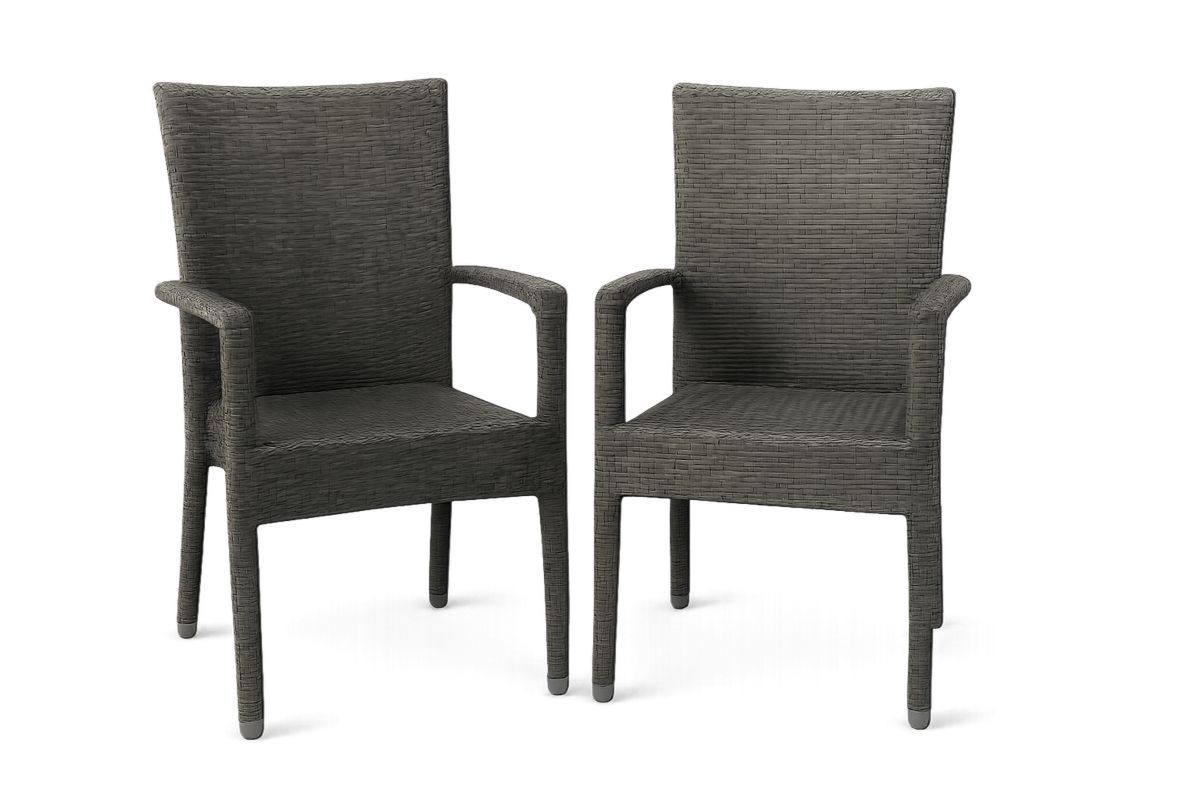 2er Set Polypropylen-Gartenstühle Dunkelgrau – Mit Armlehnen-Jardinaurorazen