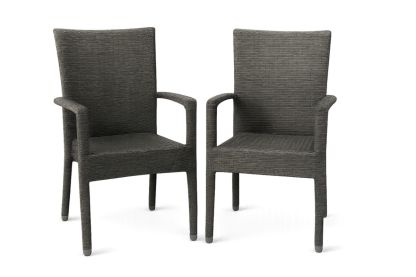 2er Set Polypropylen-Gartenstühle Dunkelgrau – Mit Armlehnen-Jardinaurorazen