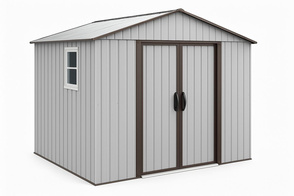 Metall Geräteschuppen aus pulverbeschichtetem Stahlblech, 196×122×180 cm, Grau-Jardinaurorazen