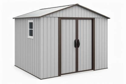 Metall Geräteschuppen aus pulverbeschichtetem Stahlblech, 196×122×180 cm, Grau-Jardinaurorazen