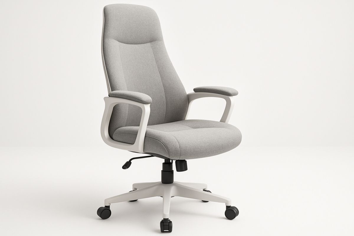 Bürostuhl Grau/Weiß 115×65×70 cm – höhenverstellbar, Drehkreuz mit Rollen-Jardinaurorazen