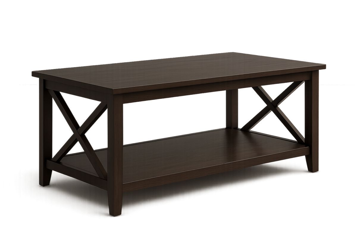 Holz Kaffeetisch Rechteckig mit Ablage Dunkelbraun 110x60x45cm-Jardinaurorazen