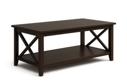 Holz Kaffeetisch Rechteckig mit Ablage Dunkelbraun 110x60x45cm-Jardinaurorazen