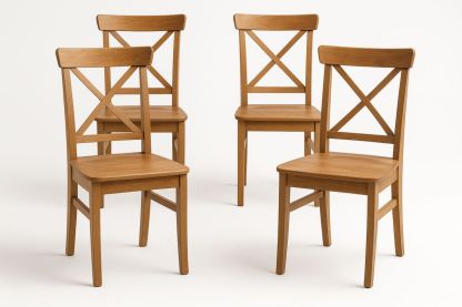 Esszimmerstühle aus Holz, 4er Set, Naturbraun-Jardinaurorazen