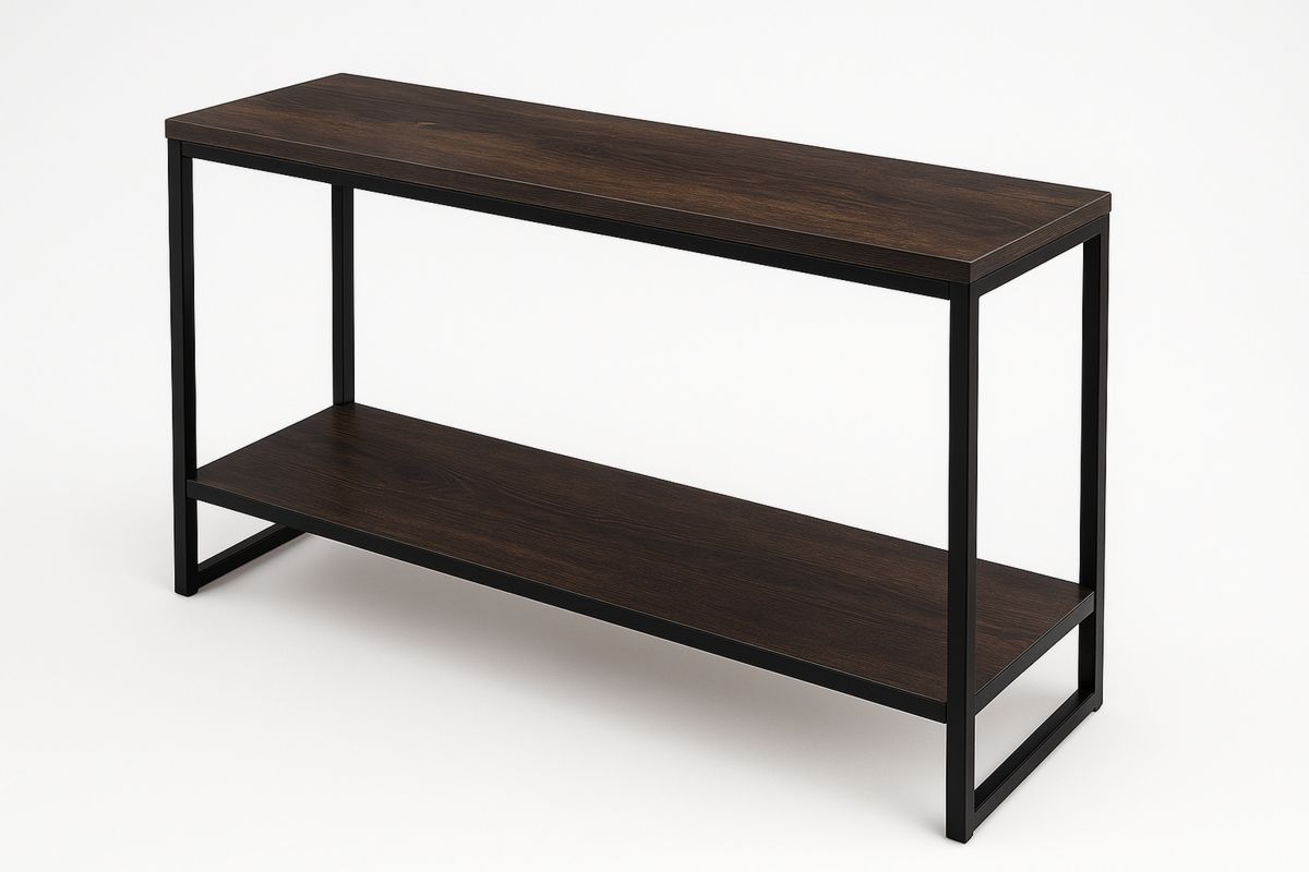 Konsolentisch rechteckig Metallrahmen MDF-Platte dunkelbraun Schwarz-Jardinaurorazen