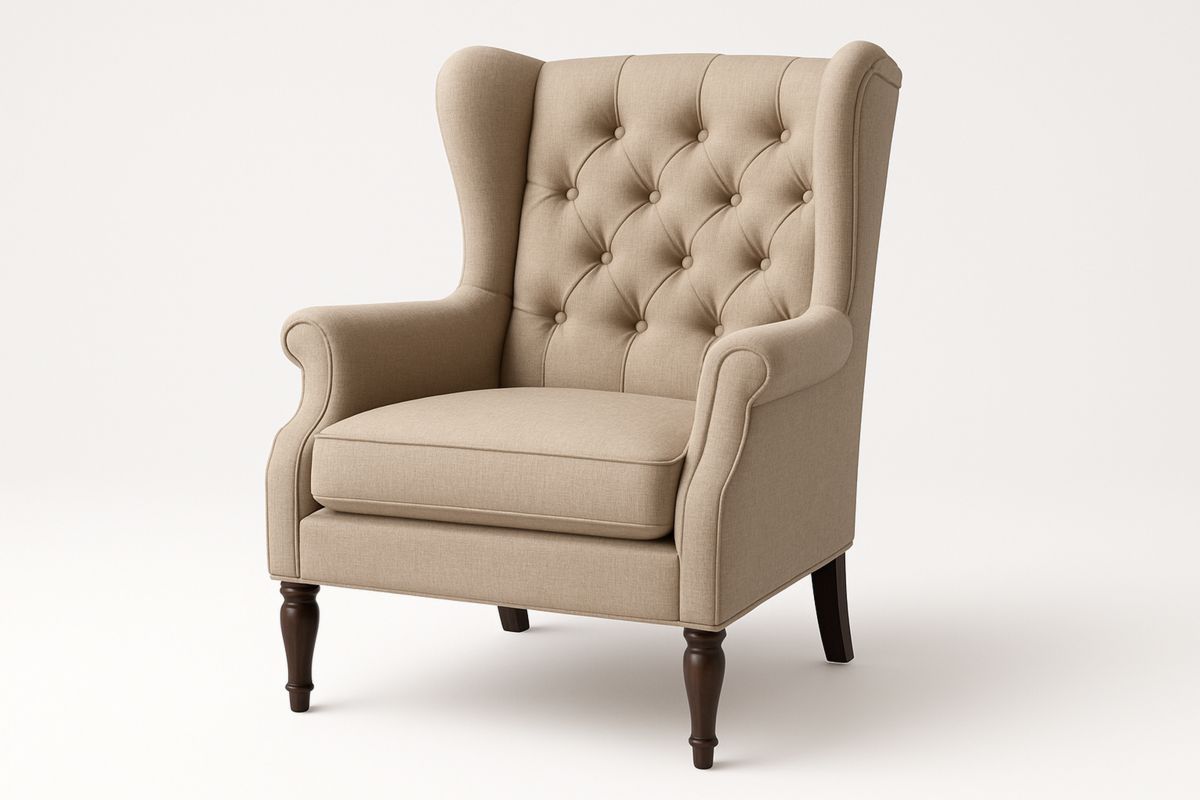 Ohrensessel Leinenmischung Beige Holzbeine-Jardinaurorazen