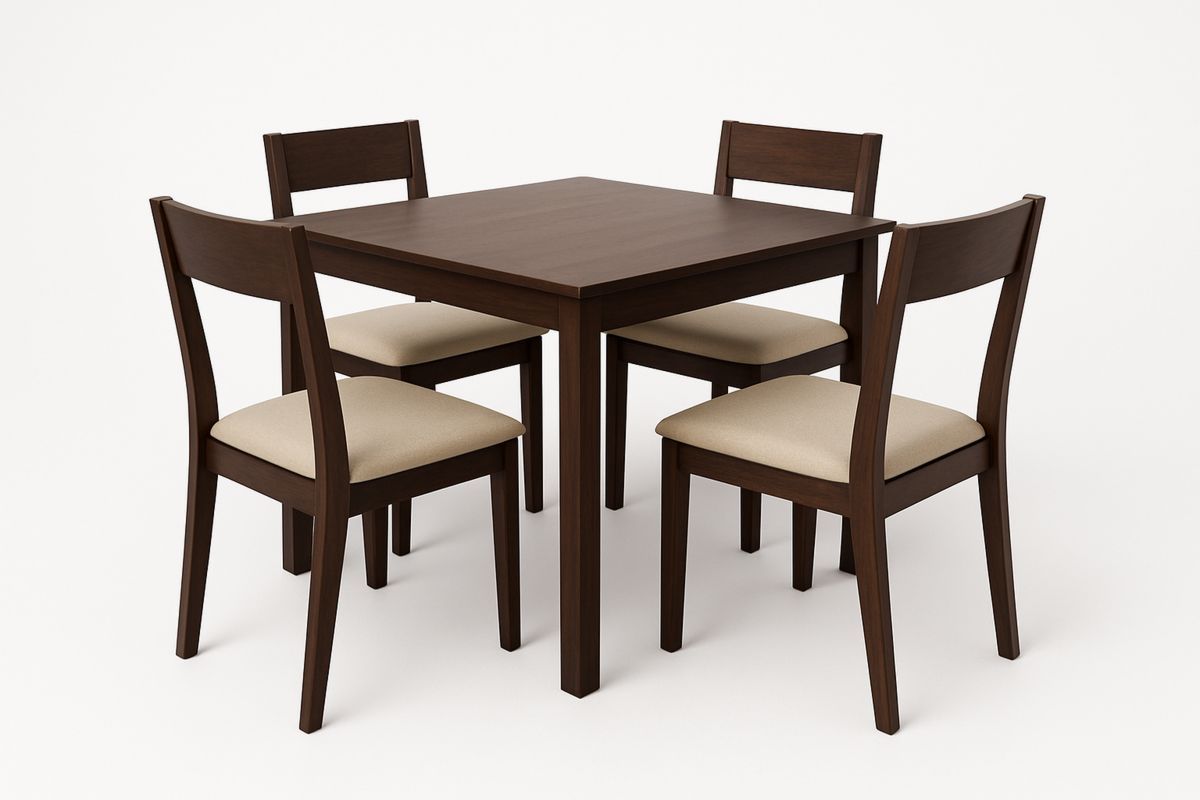 Esszimmer Set Holz Tisch und Stühle Quadratisch Dunkelbraun-Jardinaurorazen