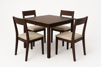 Esszimmer Set Holz Tisch und Stühle Quadratisch Dunkelbraun-Jardinaurorazen