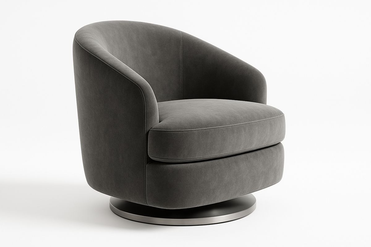 Drehsessel aus Samt Grau-Jardinaurorazen
