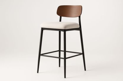 Barhocker Holzrücken Metallrahmen Beige/Braun/Schwarz-Jardinaurorazen