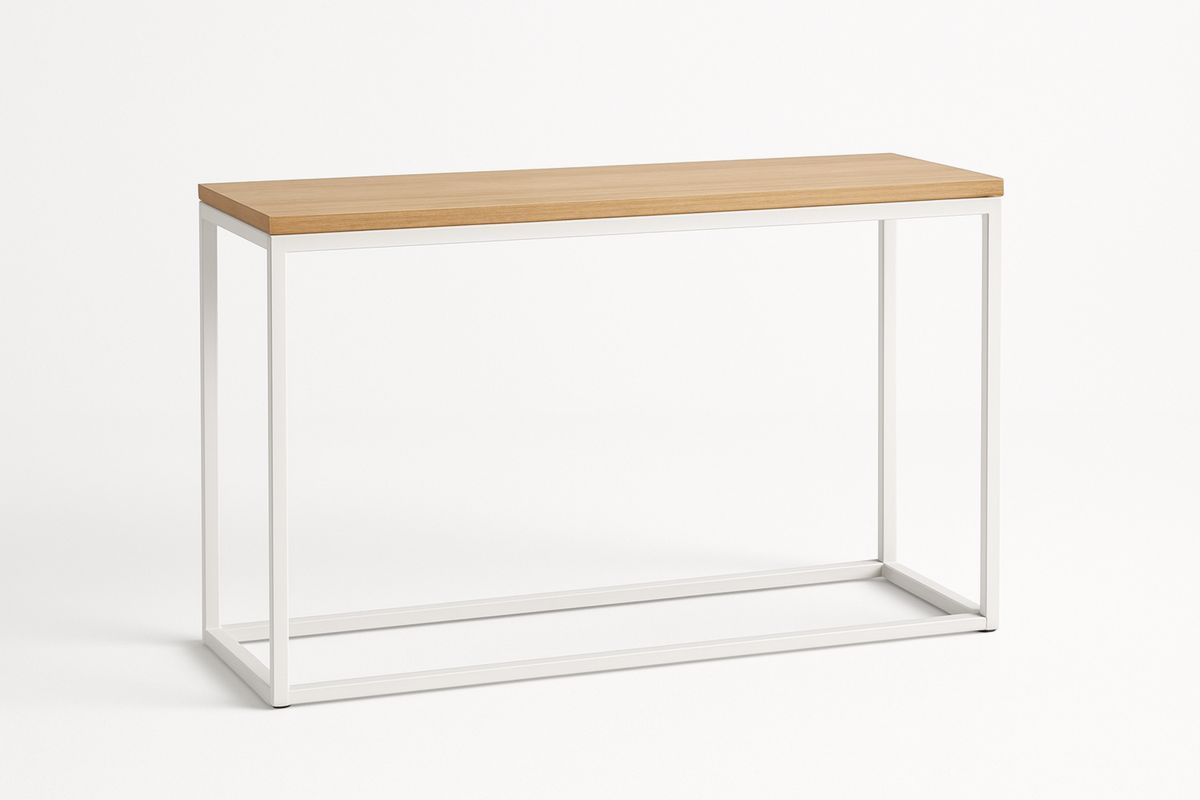 Rechteckiger Konsolentisch aus MDF und Stahl in Natur/Weiß 100x30x75 cm-Jardinaurorazen