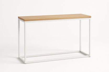 Rechteckiger Konsolentisch aus MDF und Stahl in Natur/Weiß 100x30x75 cm-Jardinaurorazen