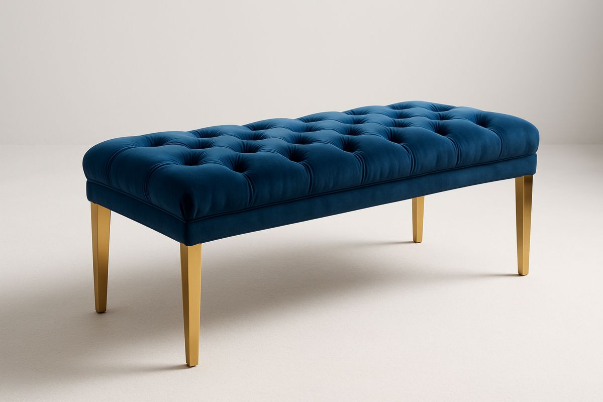 Samtbank mit Metallbeinen Blau-Jardinaurorazen