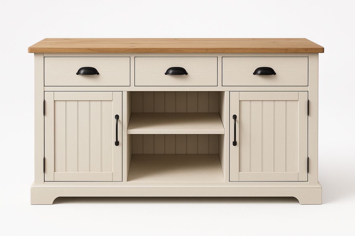 Sideboard Holz Massivholz Metall Weiß 120cm x 40cm x 85cm-Jardinaurorazen