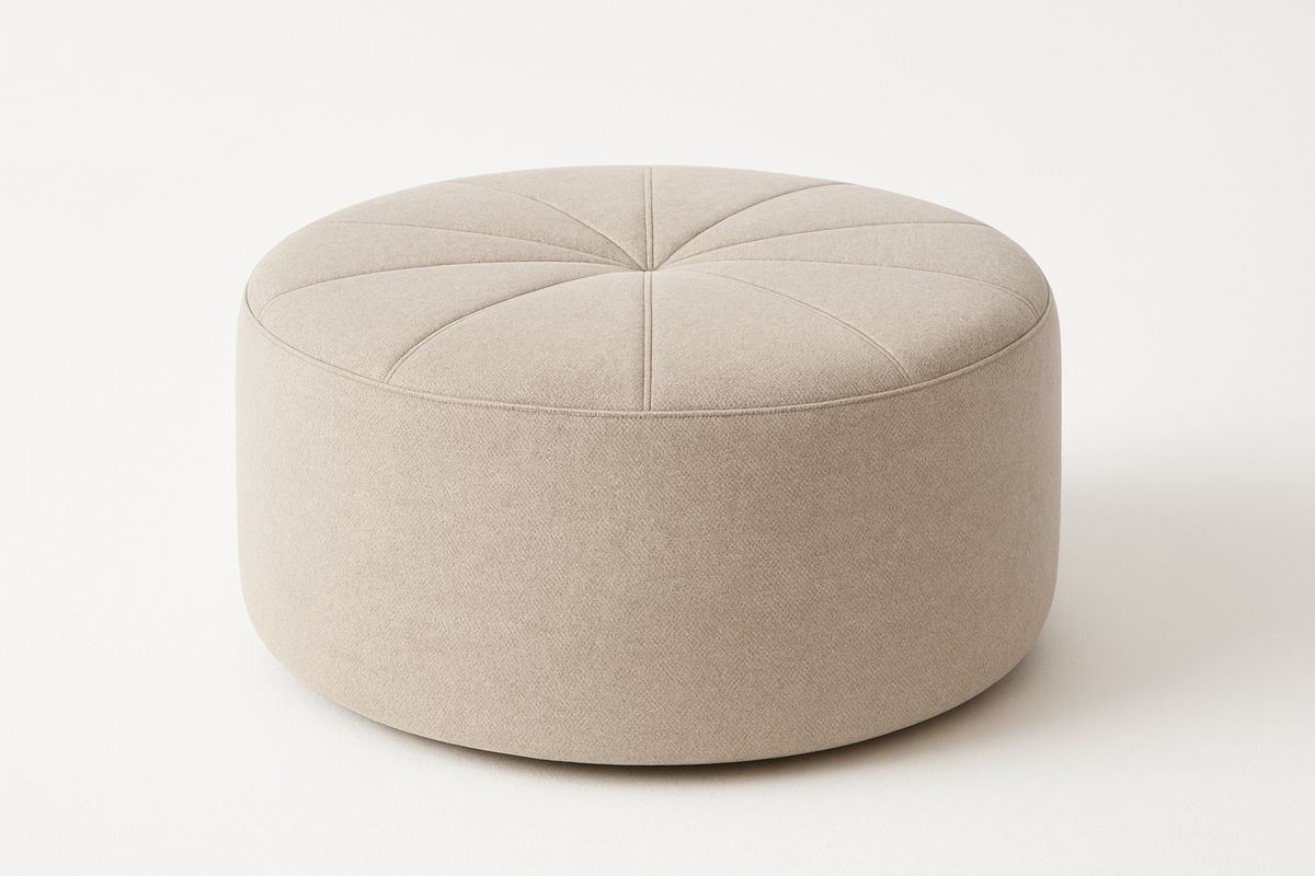 Runder Polsterhocker aus Polyester stoff Beige-Jardinaurorazen