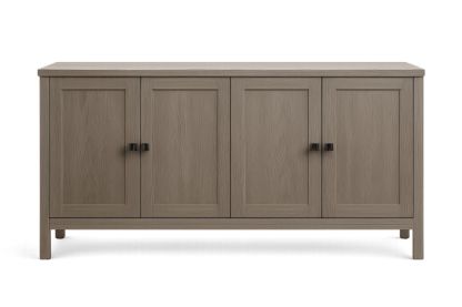 Sideboard Grau 150×40×85 cm – Spanplatte mit Melaminbeschichtung, 4 Türen, Metallgriffe-Jardinaurorazen