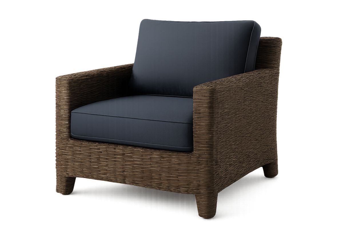 Polyrattan Sessel mit Polyesterkissen Braun 85cm x 80cm x 75cm-Jardinaurorazen