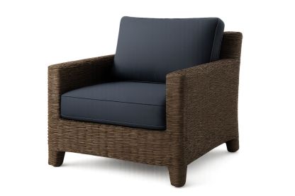 Polyrattan Sessel mit Polyesterkissen Braun 85cm x 80cm x 75cm-Jardinaurorazen