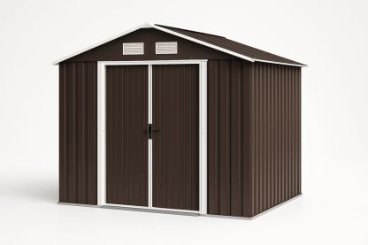 Metall Gartenhaus 260x210x190 cm Stahl Rechteckig Braun-Jardinaurorazen