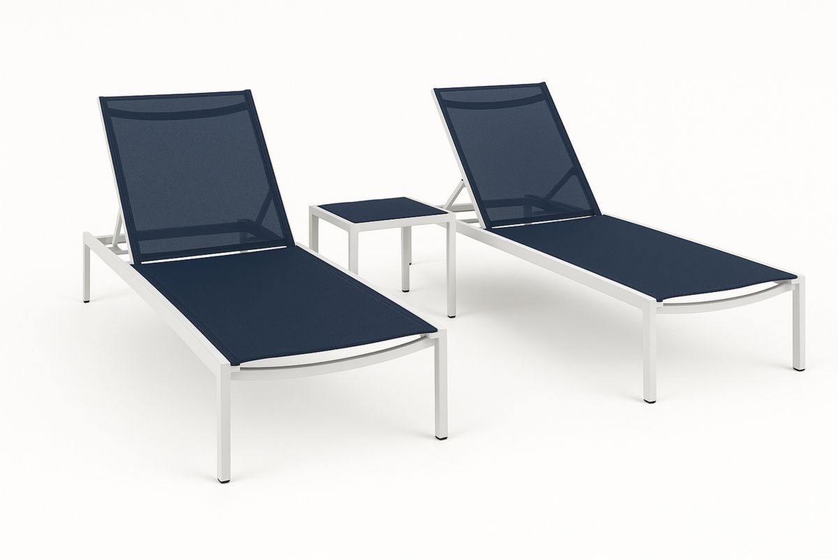 Aluminium Gartenliegen Set mit Textilene Stoff Blau-Jardinaurorazen