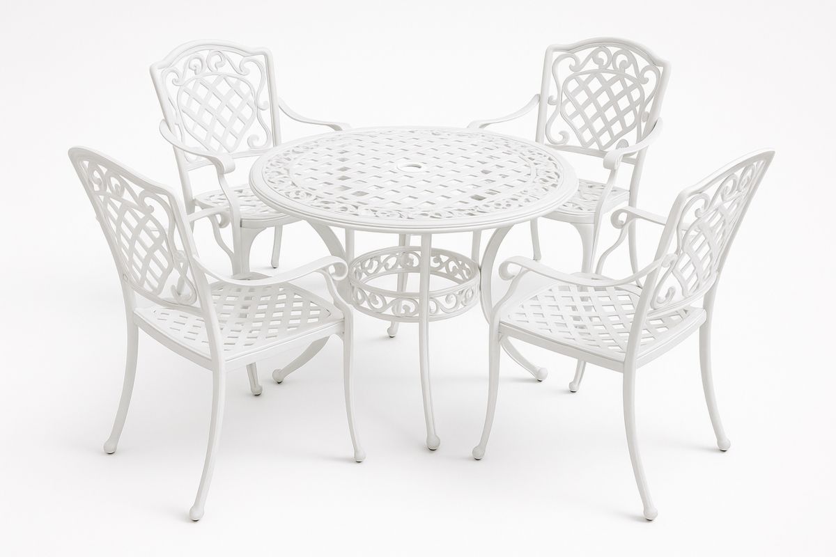 Rundes Gartenmöbel-Set aus Aluminium mit 4 Stühlen-Jardinaurorazen