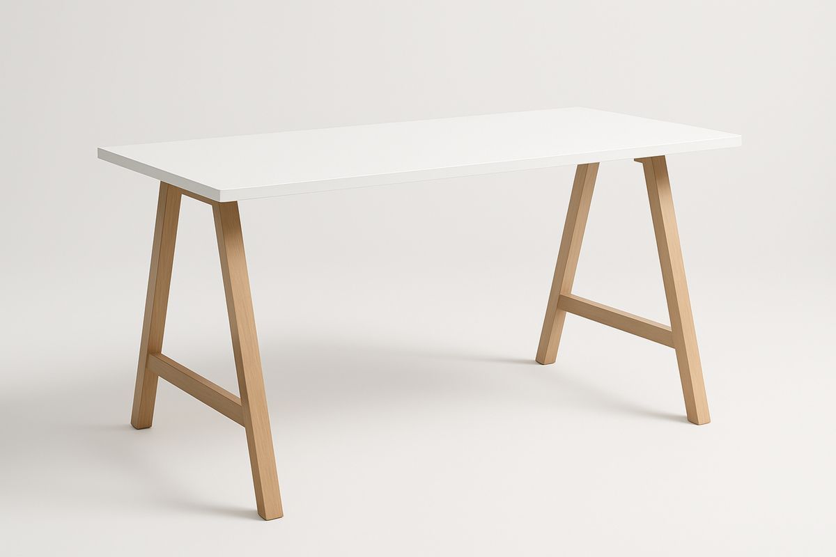 Rechteckiger Tisch mit Massivholzbeinen und MDF-Platte 140x70x75cm Weiß-Jardinaurorazen