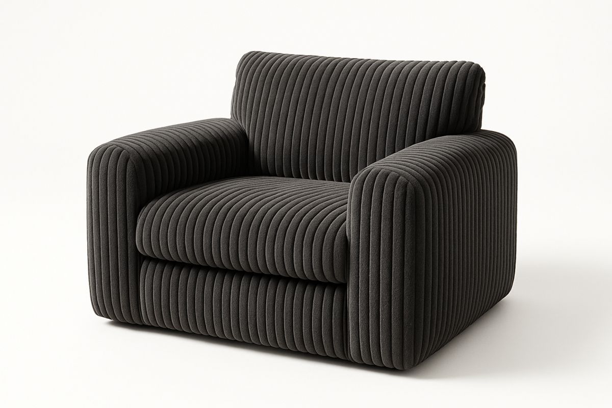 Cord Sessel Dunkelgrau, gepolstert mit Holzrahmen, 100×95×85 cm-Jardinaurorazen