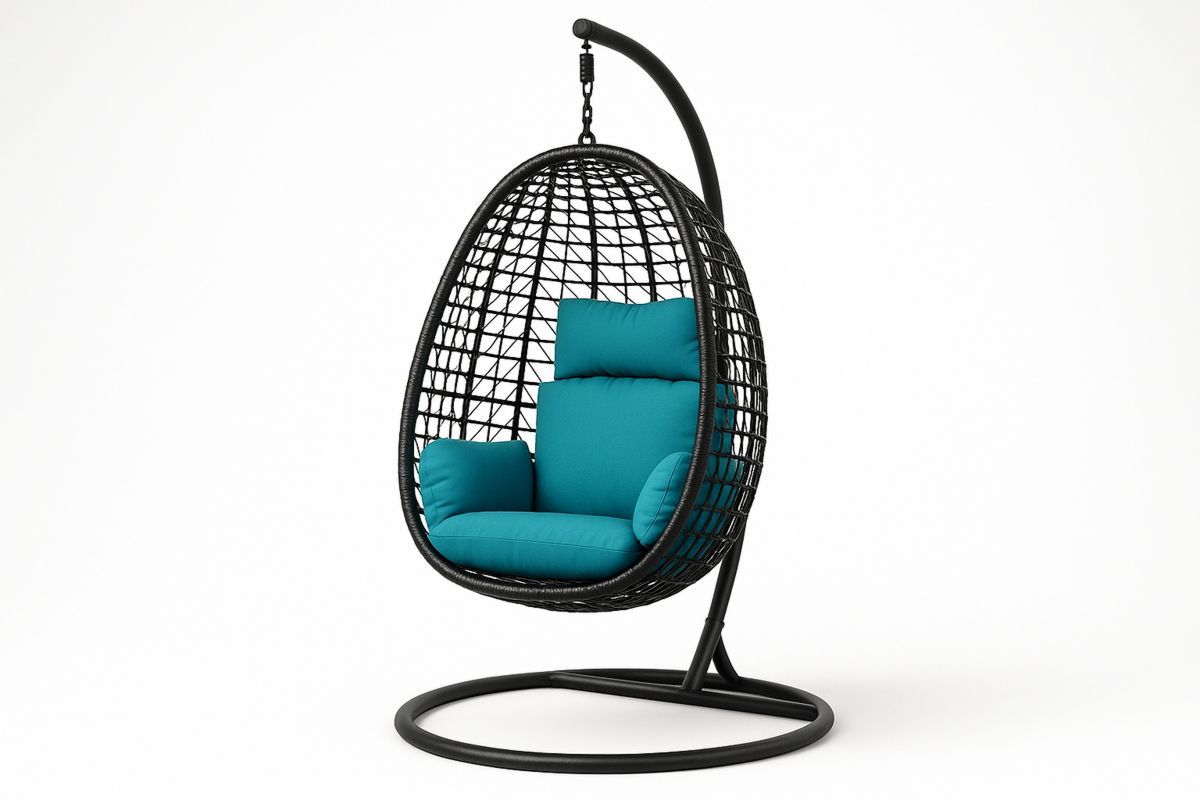 Hängesessel mit Gestell Schwarz/Teal 195×105×95 cm-Jardinaurorazen