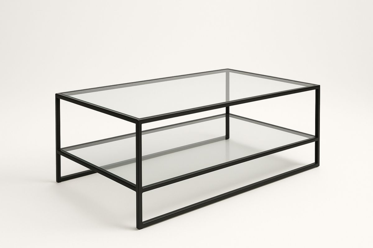 Glas Couchtisch Metall Schwarz 120x60x45 cm-Jardinaurorazen