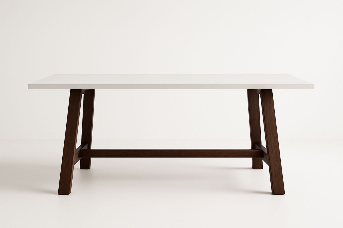 Esstisch rechteckig aus MDF mit Massivholzbeinen 160x90 cm in Weiß/Dunkelbraun-Jardinaurorazen