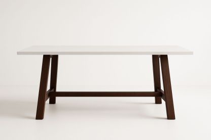 Esstisch rechteckig aus MDF mit Massivholzbeinen 160x90 cm in Weiß/Dunkelbraun-Jardinaurorazen