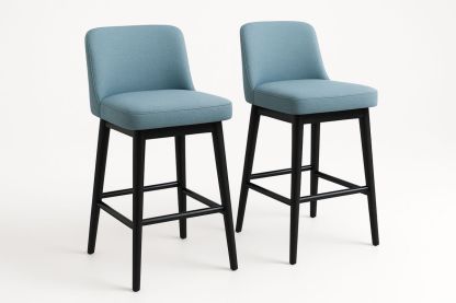 2er-Set Barhocker Stoff Blau Holz Schwarz-Jardinaurorazen