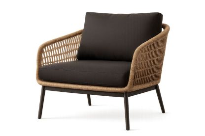 Outdoor Sessel mit Metallrahmen und Seilgeflecht in Schwarz/Braun-Jardinaurorazen