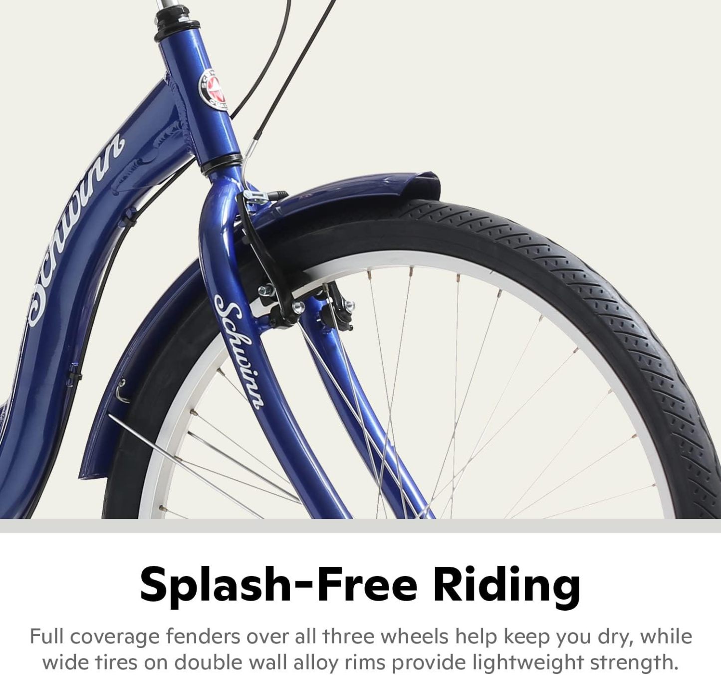 Schwinn Meridian Adult Tricycle Bike, Three Wheel Beach Cruiser, 24 & 26-Inch Wheels, Low Step-Through Aluminum Frame, Adjustable Handlebars, Large Cruiser Seat, Rear Folding Basket