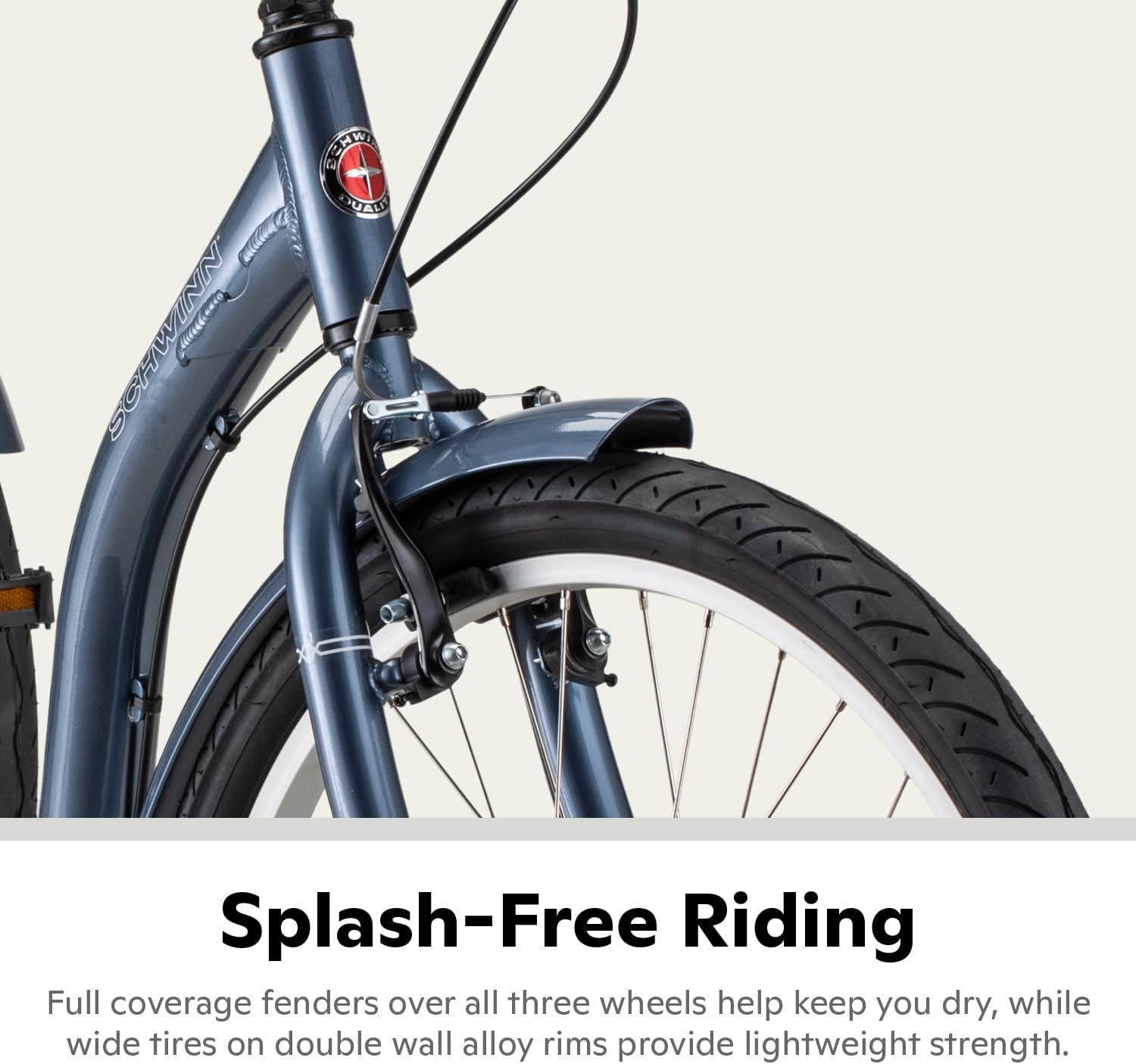 Schwinn Meridian Adult Tricycle Bike, Three Wheel Beach Cruiser, 24 & 26-Inch Wheels, Low Step-Through Aluminum Frame, Adjustable Handlebars, Large Cruiser Seat, Rear Folding Basket