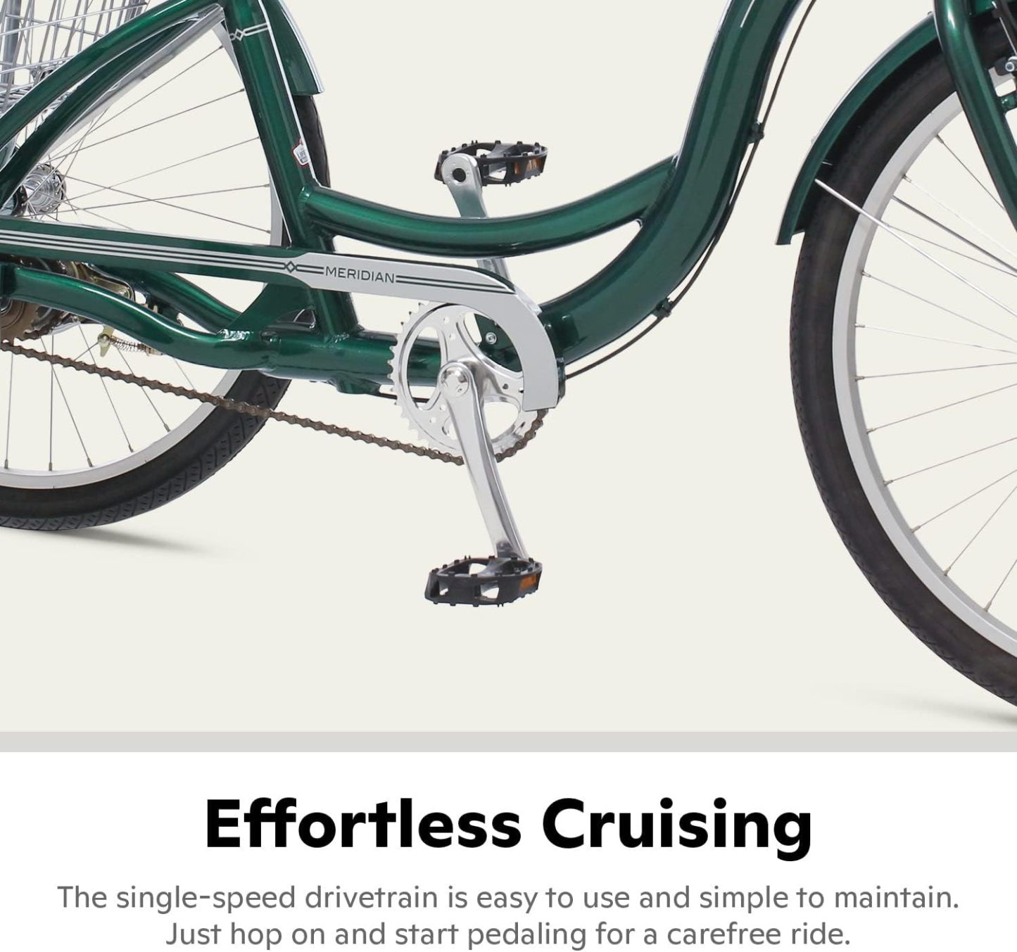 Schwinn Meridian Adult Tricycle Bike, Three Wheel Beach Cruiser, 24 & 26-Inch Wheels, Low Step-Through Aluminum Frame, Adjustable Handlebars, Large Cruiser Seat, Rear Folding Basket