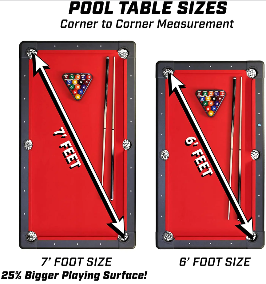 🔥[Limited Time Offer] 7ft Billiards Table – Portable Pool Table – Includes Full Set of Balls, 2 Cue Sticks, Chalk, and Felt Brush