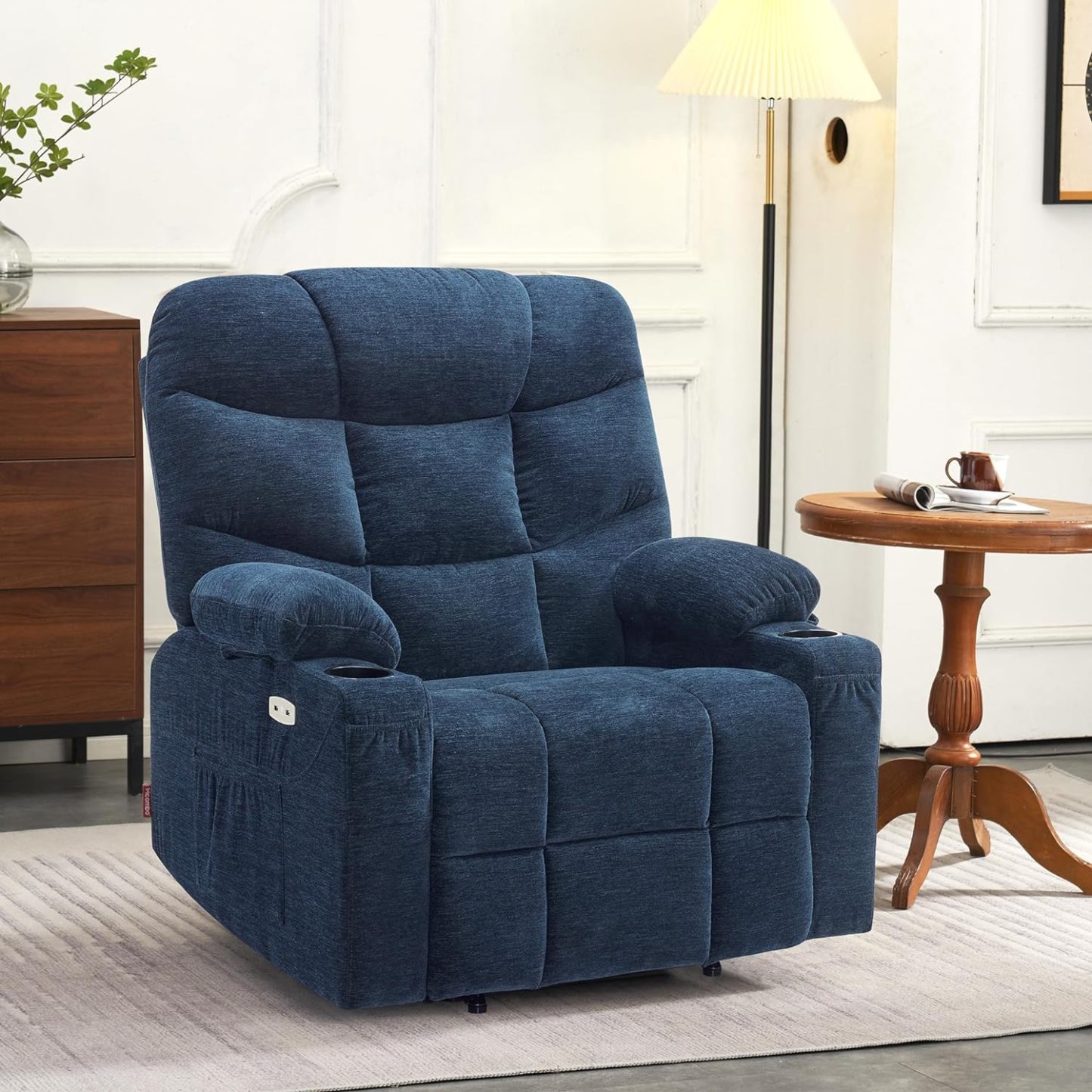 MCombo Regular Power Lift Recliner Chair with Extended Footrest for Elderly People, Fabric 7287 (Brown, Regular)