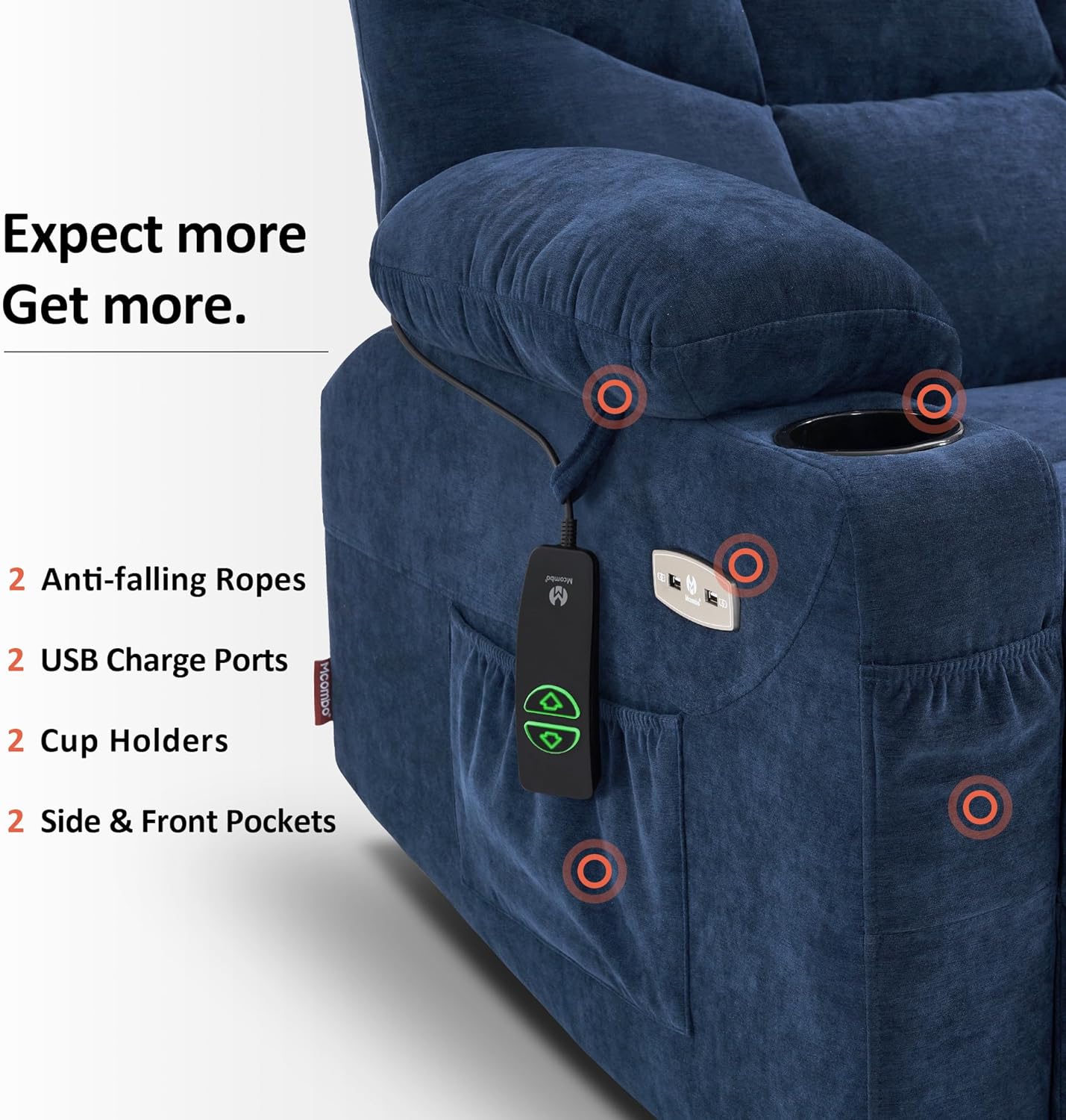 MCombo Regular Power Lift Recliner Chair with Extended Footrest for Elderly People, Fabric 7287 (Brown, Regular)