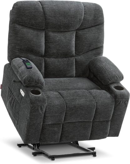 MCombo Regular Power Lift Recliner Chair with Extended Footrest for Elderly People, Fabric 7287 (Brown, Regular)