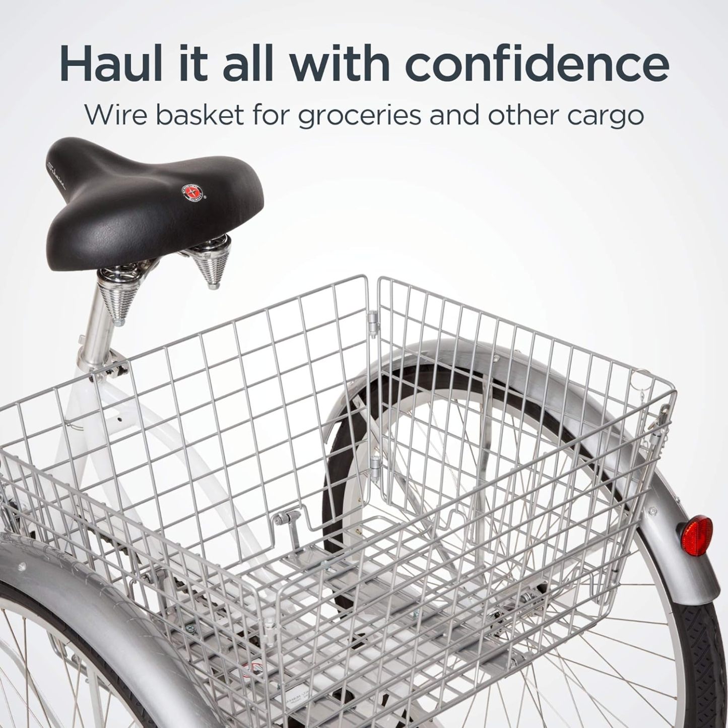 Schwinn Meridian Adult Tricycle Bike, Three Wheel Beach Cruiser, 24 & 26-Inch Wheels, Low Step-Through Aluminum Frame, Adjustable Handlebars, Large Cruiser Seat, Rear Folding Basket