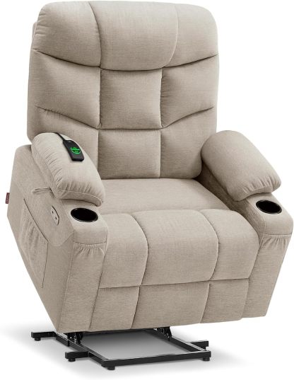 MCombo Regular Power Lift Recliner Chair with Extended Footrest for Elderly People, Fabric 7287 (Brown, Regular)