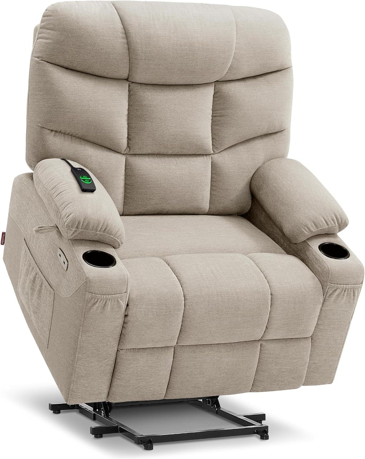 MCombo Regular Power Lift Recliner Chair with Extended Footrest for Elderly People, Fabric 7287 (Brown, Regular)