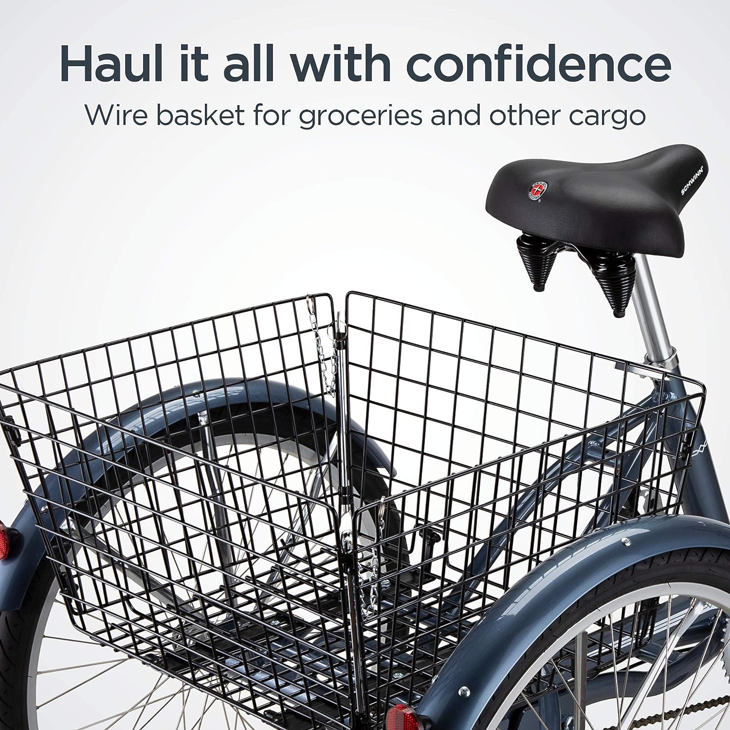 Schwinn Meridian Adult Tricycle Bike, Three Wheel Beach Cruiser, 24 & 26-Inch Wheels, Low Step-Through Aluminum Frame, Adjustable Handlebars, Large Cruiser Seat, Rear Folding Basket