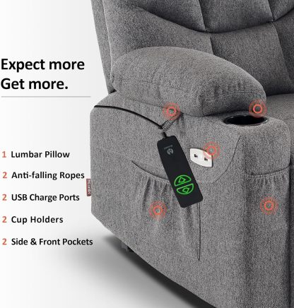 MCombo Regular Power Lift Recliner Chair with Extended Footrest for Elderly People, Fabric 7287 (Brown, Regular)