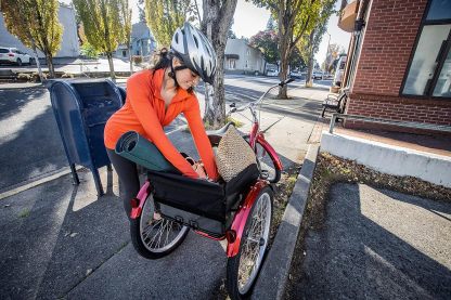 Schwinn Meridian Adult Tricycle Bike, Three Wheel Beach Cruiser, 24 & 26-Inch Wheels, Low Step-Through Aluminum Frame, Adjustable Handlebars, Large Cruiser Seat, Rear Folding Basket