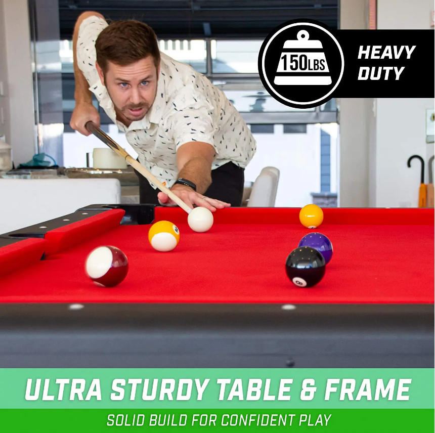 🔥[Limited Time Offer] 7ft Billiards Table – Portable Pool Table – Includes Full Set of Balls, 2 Cue Sticks, Chalk, and Felt Brush