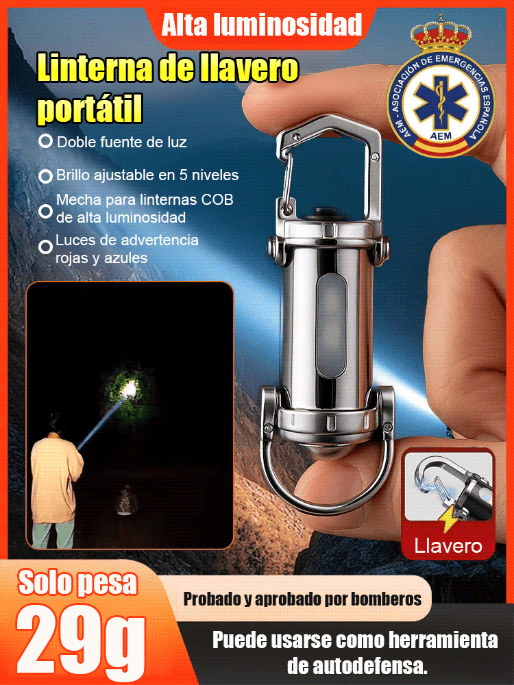 【Mini linterna de 6000 lúmenes】¡Power bank, linterna y luz de emergencia SOS… todo en uno! 🔦⚡🚨
