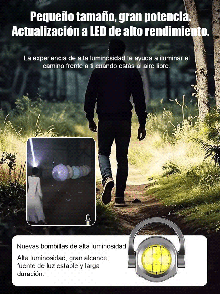 【Mini linterna de 6000 lúmenes】¡Power bank, linterna y luz de emergencia SOS… todo en uno! 🔦⚡🚨